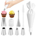 9 PCS Professional Cake Decorating Supplies Kit - Reusable Silicone Pastry Bags and Stainless Steel Icing Piping Tips Set with Couplers and Scrapers, Baking Frosting Tools for Cupcakes, Cookies
