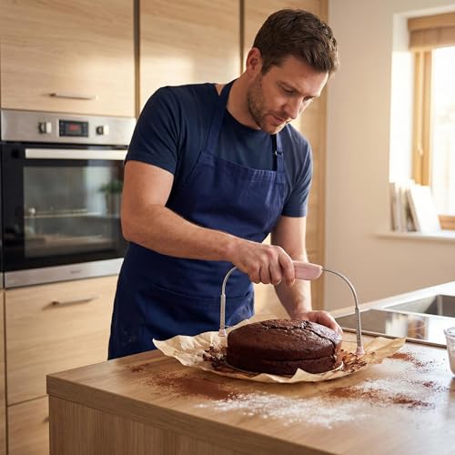 Stainless Steel Adjustable Cake Leveler, Double Wire Cake Cutter Slicer with 9 Positions, Stable Base for Even Cutting, Ideal for Layer Cakes, Baking and Decorating Tool