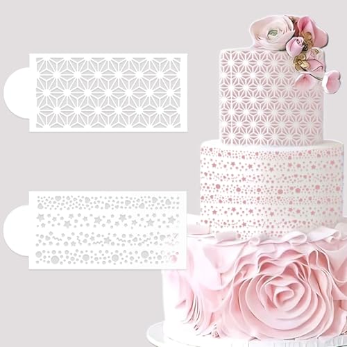10 Pcs Cake Stencils Cake Templates Set Floral Plant Wedding Icing Stencils Irregular Geometry Lace Cake Molds Cookie Dessert Buttercream Decorating Baking Supplies Mesh Printing for Cake Decoration