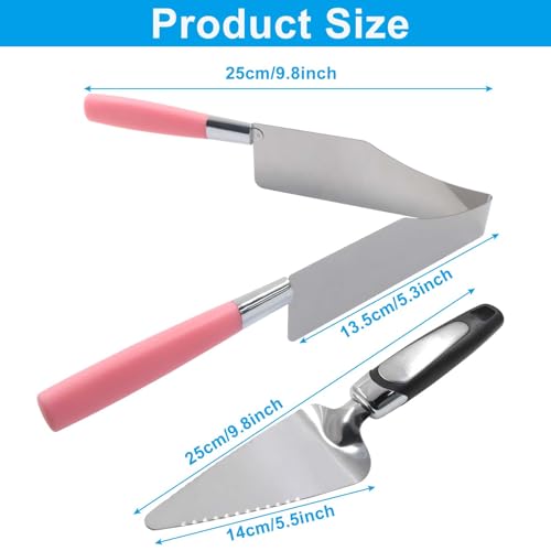 Pink Cake Slicer, 2 Pieces, Stainless Steel Cake Server Cutter - color: Pink