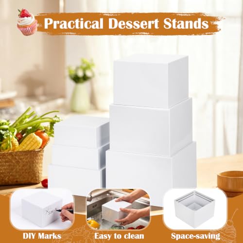 6 PCS Buffet Risers and Stands, Dessert Food Display for Buffet Table - color: White, size: 10" 9" 8.5" 8" 7.5" 6.8"