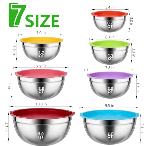 Leidawn Mixing Bowls with Lids Set, 25 PCS Colorful Mixing Bowl for Kitchen - color: Multicolor
