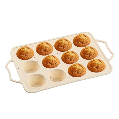 12-Cup Silicone Muffin Pan with Metal Frame - size: 1pc: 12 Cups