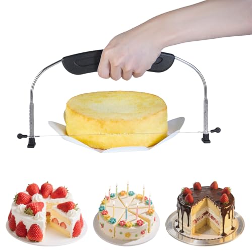 Adjustable Cake LevCake Cutter Slicer Leveler, 9 Different Height Premium Food Grade Stainless Steel Double Wires Cake Cutter/Slicer/Adjustable Cake Leveler for Leveling and Molding (black) - color: Black
