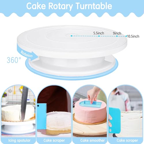 Cake Decorating Supplies180 Set,Steel Piping Frosting Tips For Beginners With Cake Turntable Icing SpatulaCake Spatula,baking tools and accessories for cakes Cake Spinner for decorating - color: 181PC