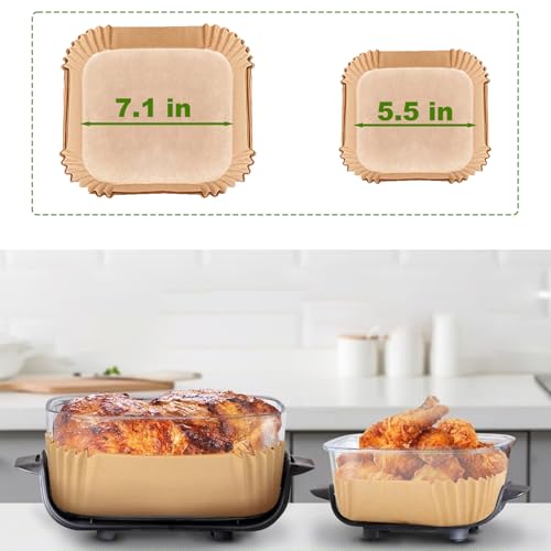 Air Fryer Liners for Ninja Crispi, Disposable Ninja Crispi Accessories - size: 5.5 inch Square + 7.5 inch Square