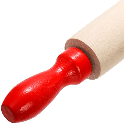 SOUJOY Set of 12 Mini Rolling Pin, 8 Inch Wood Dough Roller for Baking with Red Handle, Small Clay Rolling Pin for Craft Fondant Pastry Pizza Crafting and Imaginative Play (Pack of 2) - size: 7.9 x 1 inch (Pack of 2)