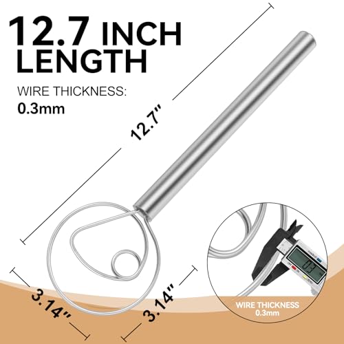 Danish Dough Whisk Stainless Steel Hook Dutch Baking Tool Bread Sourdough Mixer for Pizza Pastry Cake Batter Making - color: Stainless Steel-1K