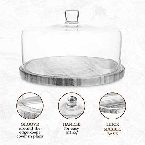 Marble Cake Stand with Glass Dome Cover