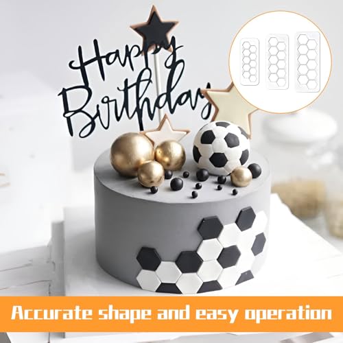 Hexagon Cookie Cutter Set,3 PCS Stainless Steel Football Cookie Cutters,Football Cake Cutters,Hexagon Cutters for Football Cake Decorations,Fondant Cutter for Baking,Party Supplies and Crafts