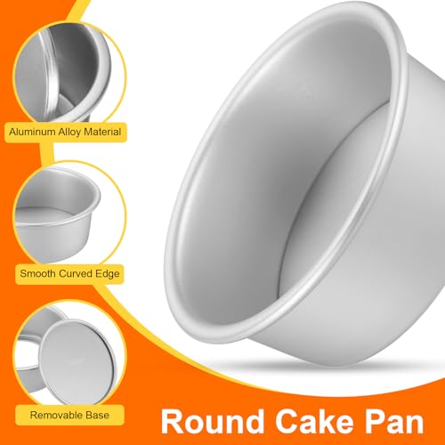 HARFINGTON 2Pcs Round Cake Pan with Removable Loose Bottom 4" Small Cheesecake Pan Anodized Aluminum Nonstick Baking Pan for Wedding Birthdays Party Event - color: Silver Tone, size: 4"