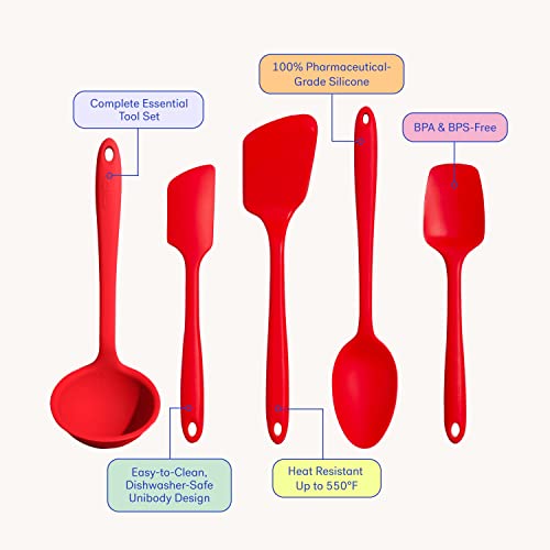 GIR: 5-Piece Silicone Ultimate Kitchen Utensils Set – Red - color: Red, size: 5 - Piece Set