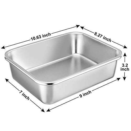 P&P CHEF Stainless Steel Lasagna Pan, Rectangular Baking Pan 10.7" Lx3.2 H - size: 10.7" L x 3.2" H