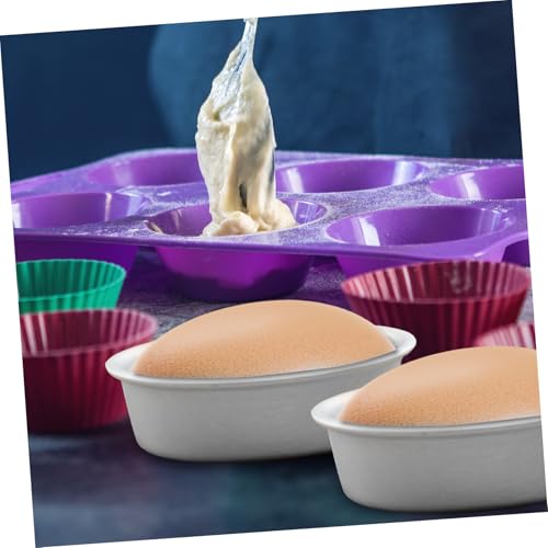Hemoton 10-piece Oval Cake Mold Set Mini Oval Cheesecake Pans Baking Pan for Bread Flan Mold Egg Tart and Layered Desserts Aluminum Cake Pan 3.38X2.48X0.98 inch