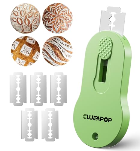 CLUEAPOP Bread Lame, Sourdough Scoring Tool, Extractable & Magnetic Bread Scoring Tool, Bread Baking Supplies, Bread Scorer Tool for Bread Baking & Sourdough Baking, Bread Scorer with 5 Razor Blades - color: Green