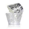 YOZATIA 60 Silver Vine Lace Cupcake Wrapper, Laser Cut Cupcake Liners for Weddings Birthdays Tea Parties and any Special Event- Silver - color: Silver