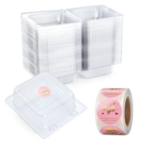 Evnlo 100 Pack Heavy Duty Clear Clamshell Food Containers with 500 Stickers - color: Clear - 100 Count with 500 Stickers