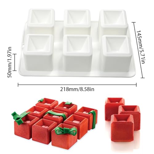 mostsom Silicone Mold Mousse Molds 3D Concave Square Shape Silicone Mould 3D Brownie Pudding Mousse Chocolate Dessert DIY Baking Cake Decoration Tool (F_ Concave Square) - size: F_ Concave Square
