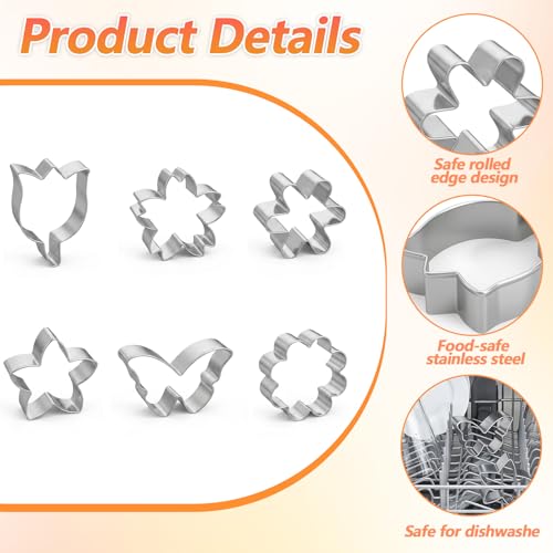 Ymapinc 6pcs Flower Cookie Cutter Set, Cookies, Fondant, Cheese Making