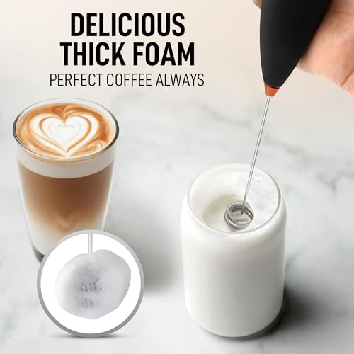 Zulay Kitchen Powerful Milk Frother Wand With Duracell Batteries - Ultra Fast Handheld Drink Mixer - Electric Whisk Foam Maker for Coffee, Lattes, Cappuccino & Matcha - Double Whisk - Black Copper - color: Jet Copper, size: Double Whisk + Batteries