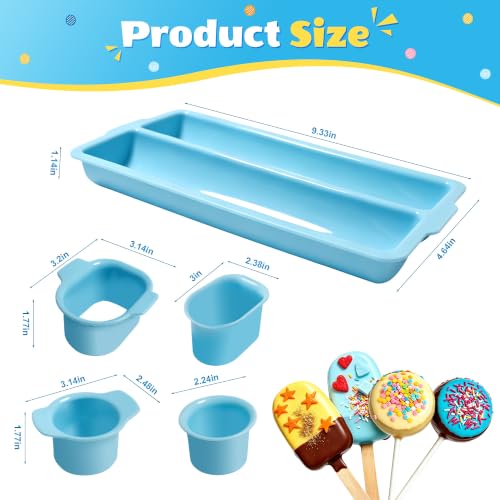 Cake Pop Mold Set with Tray, Round & Oval Cake Pop Cutter and Pusher, Blue - color: Blue