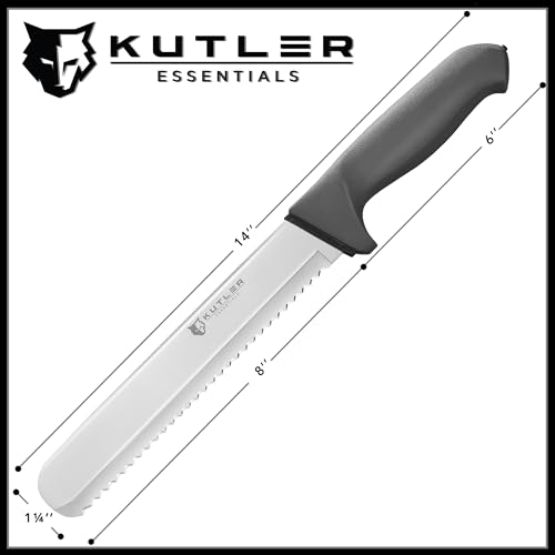 KUTLER Professional 8-Inch Bread Knife and Cake Slicer with Serrated Edge - Ultra-Sharp Stainless Steel Cutlery - size: 8"