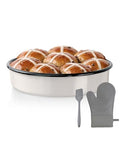 Round Roasting Pan Set, Enamel 10 Inch Deep Dish Pizza Pan for Oven - color: Creamy White - 10 Inch