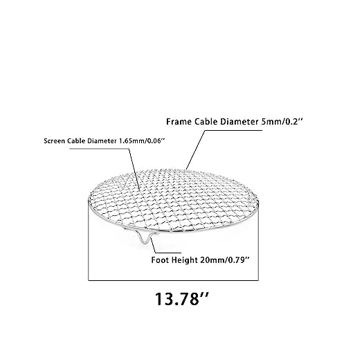 Barbecue Grill Net,BBQ Net for Grilling,Multi-Purpose SUS304 BBQ Grill Mesh, Round Barbecue Wire Rack,BBQ Grate/Steam Mesh for Outdoor Barbeque Camping Charbroil Backyards - style: 13.78'' with 0.79'' foot