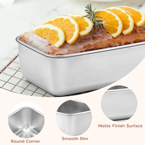 Onader 6 Pack Loaf Pans for Baking Bread, 9 x 5 Inch Stainless Steel Deep Meatloaf Toast Baking Pan Set - size: Medium