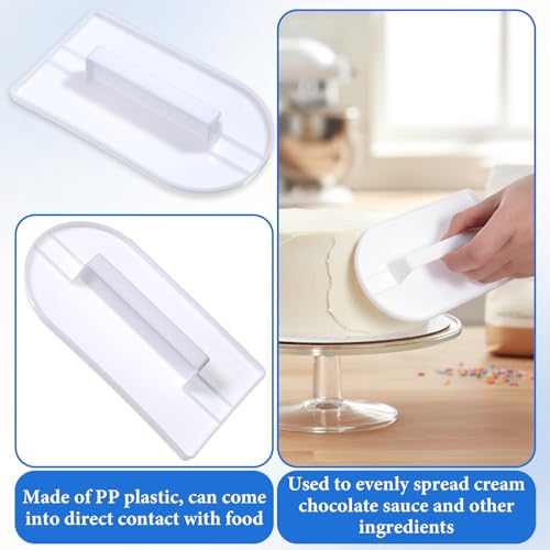 2Pcs Fondant Smoothing, 14.5 x 8 cm/5.7" x 3.1" Fondant Tools Plastic Cake Decorating Smoother & Polisher Cake Decorating Tools Cake Leveler for Smoothing Icing Decoration Sugar Craft (White)
