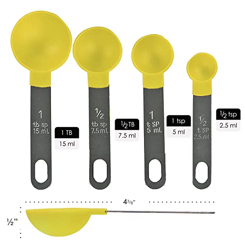 Reston Lloyd 8pc Measuring Cups & Spoons for Dry & Liquid Ingredients, Food Grade Plastic with Stainless Steel Handles, Lemon - color: Lemon
