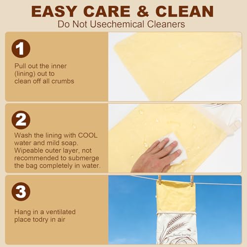 Beeswax Bread Bag 2 Pack, Reusable Sourdough Bread Bags for Homemade Bread - color: Fold Buckle-Farmhouse