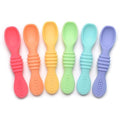 PrimaStella Silicone Chew Spoon Set for Babies and Toddlers | Safety Tested | BPA Free | Baby Spoon 6 Pack (Bright Rainbow) - color: Bright Rainbow