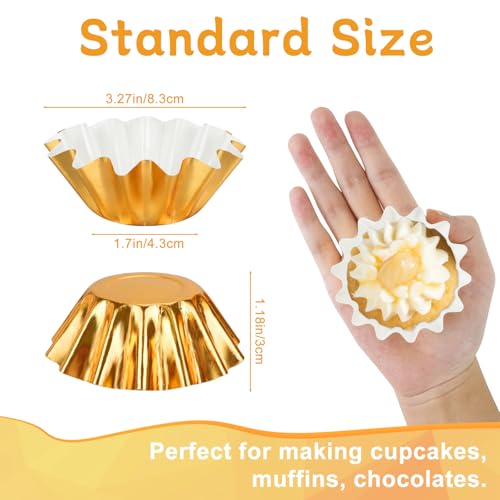 100 PCS Baking Cups Cupcake Liner Flared Brioche Muffin Wrappers (Gold) - color: Gold, size: 100pcs