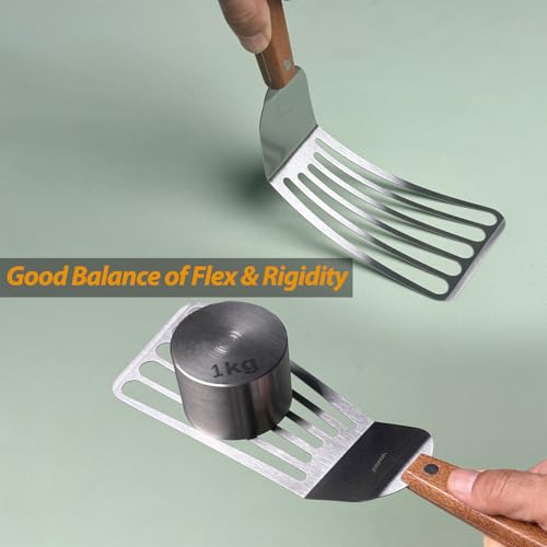 Fish Spatula Turner, Stainless Steel Slotted Spatulas Set, Offset 4"x8" - size: Offset 4"x8"