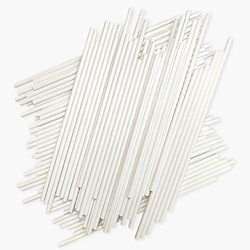 200 Count 6 INCH White Paper Lollipop and Cake Pop Sticks,Sucker Sticks for Cookies,Rainbow Candy,Chocolate,Cake Topper(Dia 4mm) - size: 6 Inch (Pack of 200)