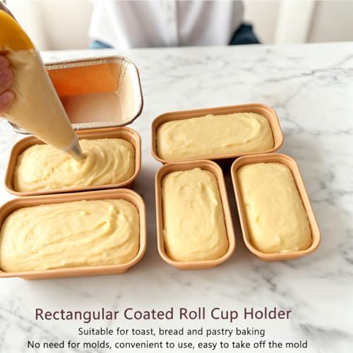 50 Pcs Mini Loaf Pan Liners Disposable Paper Baking Pans - color: Small-rectangular-50-B