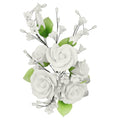 O'Creme Gumpaste Flower Spray White Garden Rose Cake Topper - color: White, style: Garden Rose