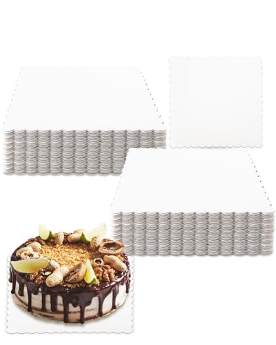 qiqee White 9 Inch Wave Cake Boards 15-Packs Squares Base Food-Grade Cardboard Wave Cake Plate（Thinner But Stronger） - size: 9 inch cake boards