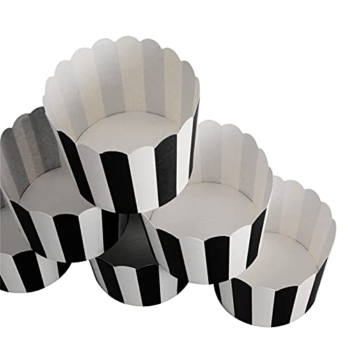 50 Pack Muffin Liners Baking Paper Cups Black and White - style: Black and White 50 pcs