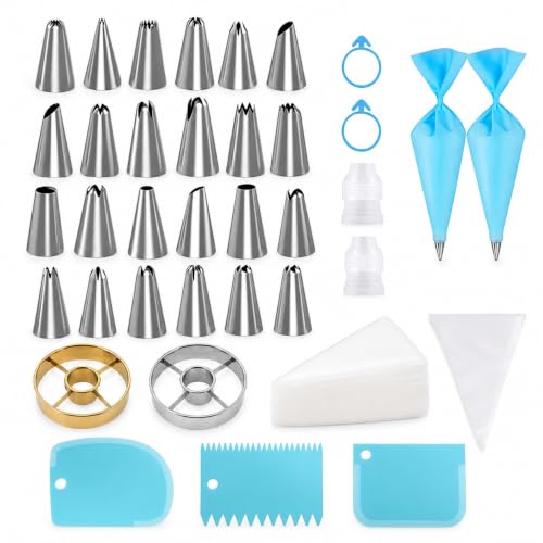 Cake Decorating Kit, 100 Piping Bags, 24 Tips, Donut Cutters
