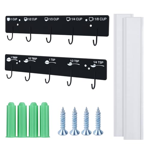 Premium Measuring Cups and Spoons Hanging Rack Screw Adhesive 2pcs - color: rack