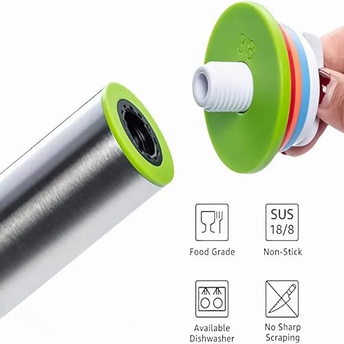 17" Stainless Steel Adjustable Rolling Pin with 4 Sets Thickness Rings, Dough Roller Pin for Pizzas, Pies, Biscuits, Dumplings, Pasta - Easy to Clean