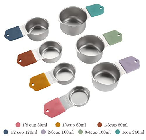 Magnetic Measuring Cups Set of 7 Stainless Steel Magnetic Measuring Cups - color: color