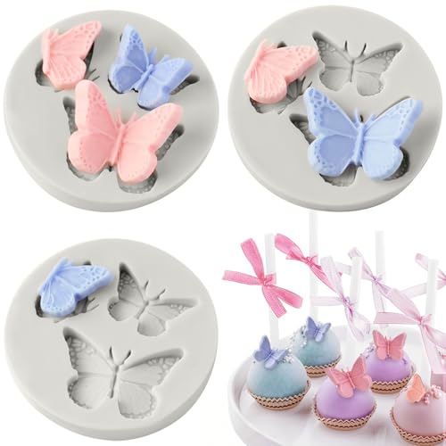 JOERSH Mini Butterfly Silicone Fondant Mold, 3Pcs - style: Butterfly