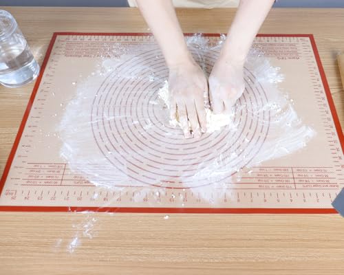 Silicone Pastry Mat 36X24 inch Baking Mat Large Dough Mat with Measurements - color: Red, size: 36"L x 24"W