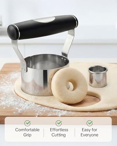 3" Stainless Steel Biscuit Cutter, Round Cookie Cutter with Handle
