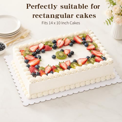 14 * 10 Inch Wave Cake Boards 25-Packs Squares Base Food-Grade Cardboard Wave Cake Plate for Wedding Birthday Pizza Desserts Parties Food Bottoms - size: 14*10inch / 25pcs