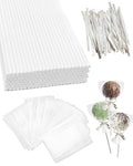 300Pcs Cake Pop Sticks and Wrappers, CHELIZIYA 6-inch 3.5mm Paper Sticks - color: Silver Ties
