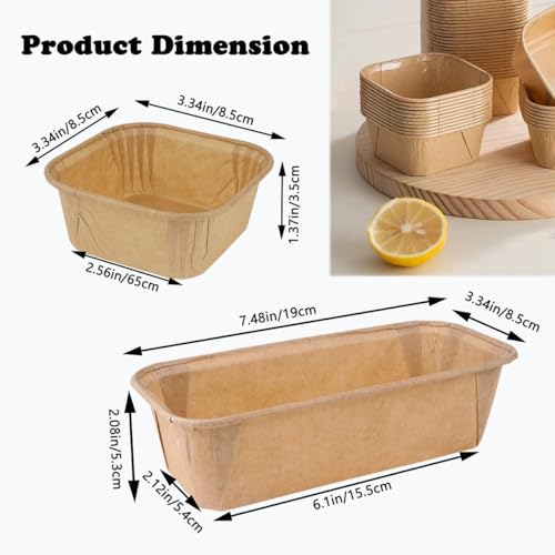100 Pcs Mixed Paper Loaf Pans, Square and Rectangular Baking Cups - color: A+B